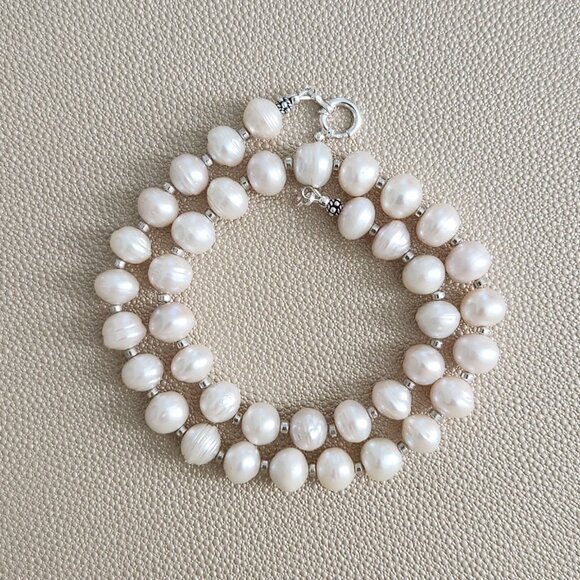 WHITE EDISON PEARL NECKLACE--18" - Picture 1 of 2